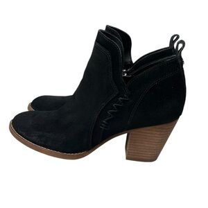 Sam Edelman Suede Leather Upper Black Ankle Boots Booties Size 7.5M Cowgirl Boho